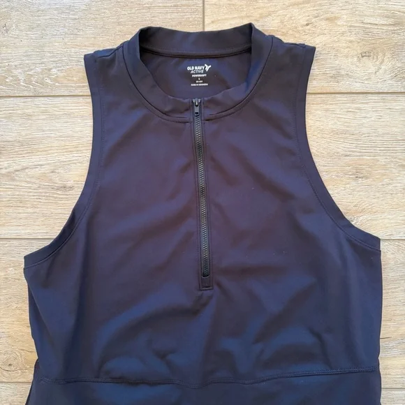 Old Navy Powersoft Go-Dry Front-Zip Sports Dress Sleeveless Black Sz Large - Picture 3 of 9